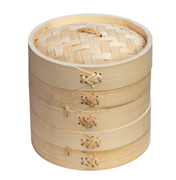 6 Inch Bamboo Steamer- 3 Piece Set